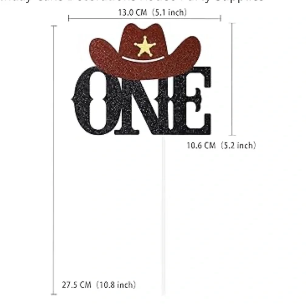 Cowboy Themed Cake Topper - Black and Brown